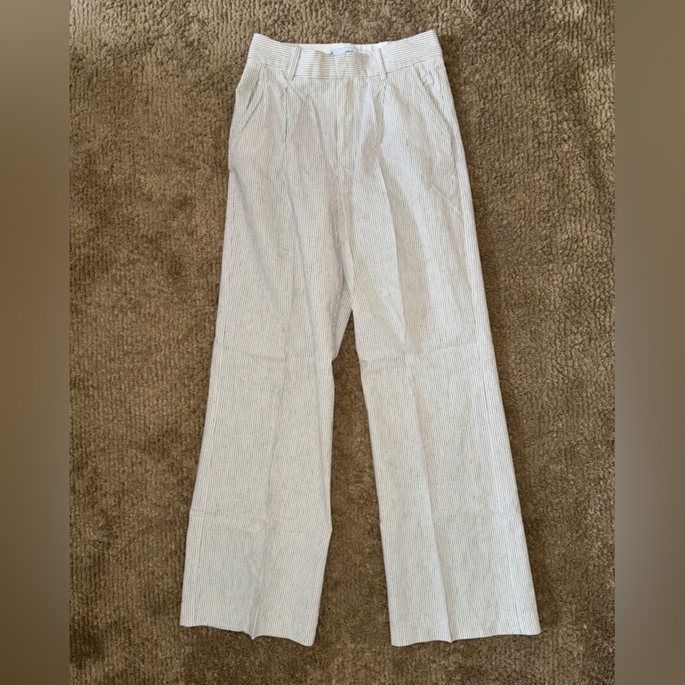 Stripe linen wide legs pants